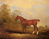 John Ferneley Snr Canvas Paintings - Cecil, a favorite Hunter of the Earl of Jersey in a Landscape
